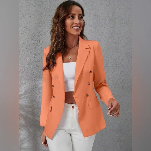 Peach colored Double Breasted Blazer - Picture 5 of 6
